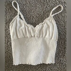 Cream White Smocked Women's Tank top shirt cottagecore boho y2k style